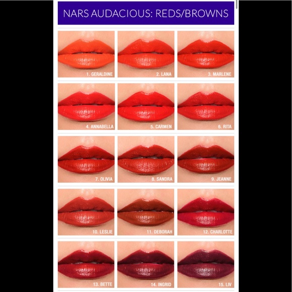 8 Shades! NARS Audacious Lipstick 💄 8x Sample Card! Rare Discontinued - Picture 12 of 16